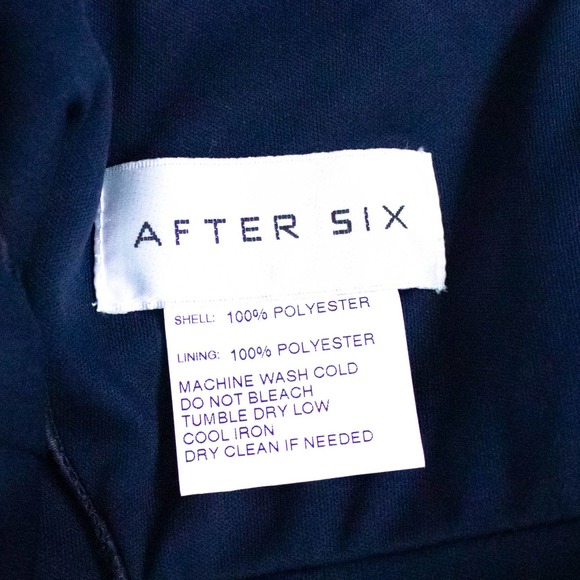 Nordstrom Womens Formal Midi Dress Size 12 Navy Blue Satin Wrap Halter Cocktail - Picture 11 of 12